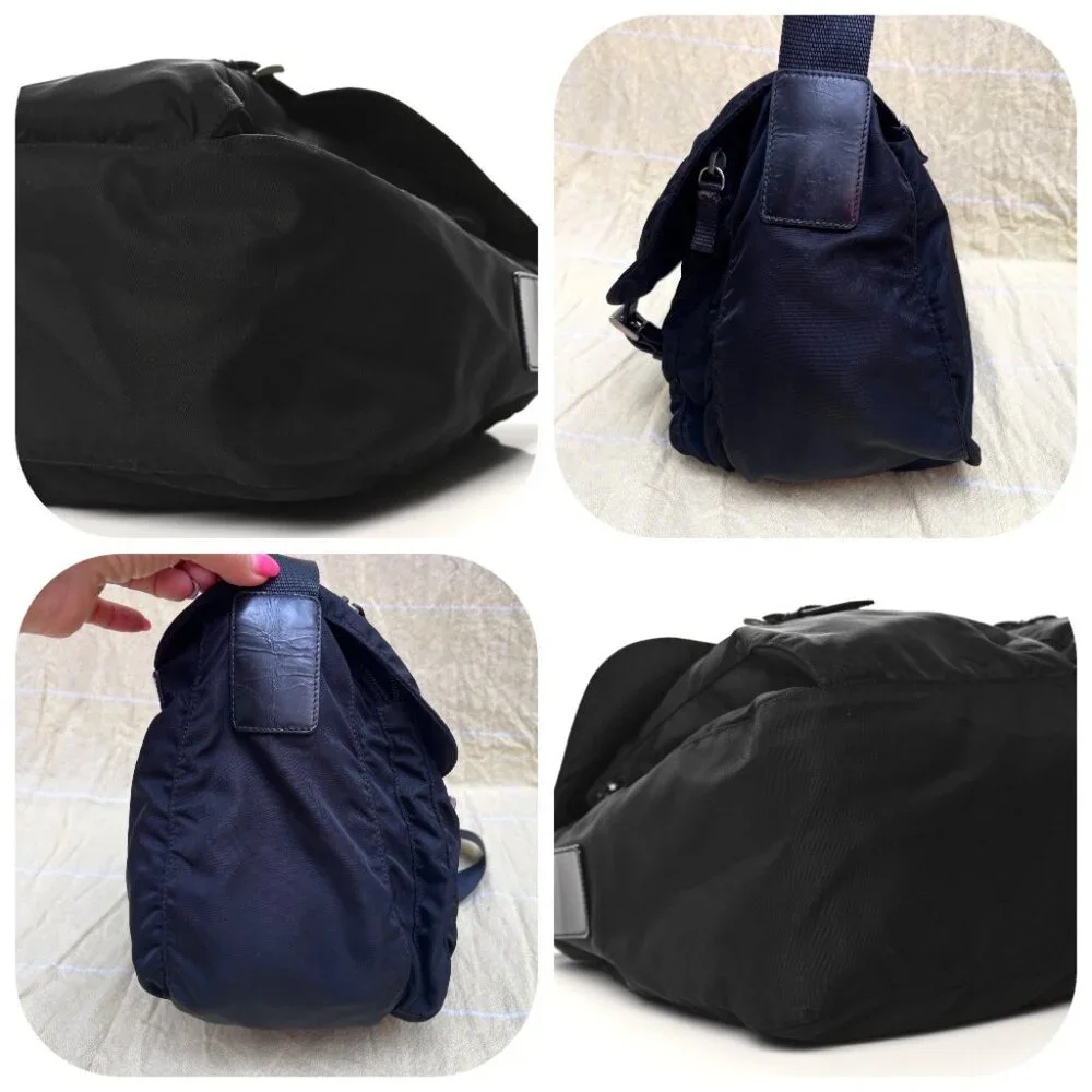 Prada Tessuto Vintage Nylon Saffiano Vela large Messenger Bag Black - Picture 8 of 15
